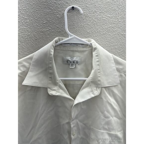 Enro Mens Shirt Size 17.5 Half Sleeve White Button Down Collared Stained - Picture 2 of 15